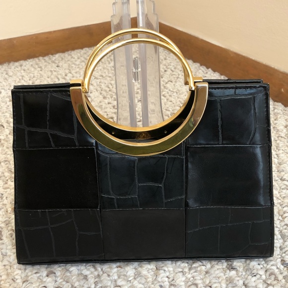 Wild Rose Handbags - Wild Rose black leather hand bag.